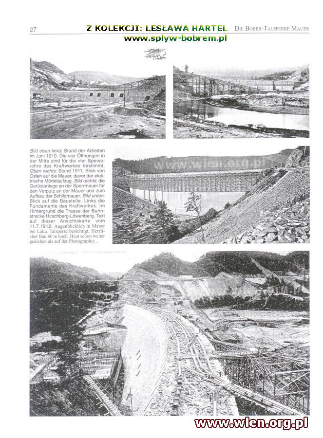 Fragment książki:`Den Wogen zum Trutz` opisujący m.in. proces budowy zapory wodnej w Pilchowicach. Udostępnił Pan Lesław Hartel